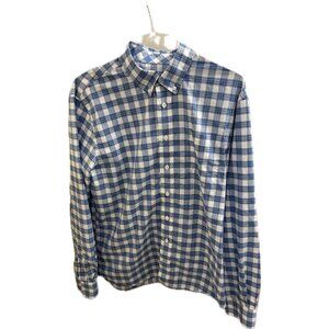 JOHNNY-O Hangin' Out Men's Blue Plaid Button Down Long SleeveCotton Shirt L